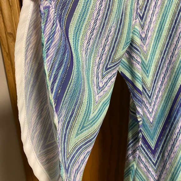 Chicos Shirt Womens 3 Extra Large Blue Green White Top Tunic Casual - EUC - Picture 3 of 6